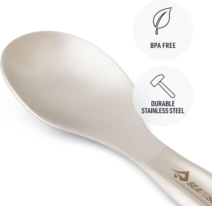 Sea to Summit Detour Stainless Steel Camp Cutlery Set, 2 Person (2 Knives, Forks, Spoons, w/Silicone Keeper)