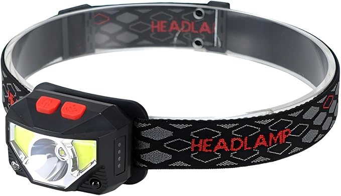 Headlamp Rechargeable, Super Bright Motion Sensor LED Head Lamp Flashlight, 8 Modes for Camping & Hiking Gear Essentials, IP65 Waterproof Headlight, Red Light for Emergency Safety, USB Cable Included