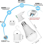 2 Pack Rechargeable Light Bulb,Emergency Light Bulbs for Power Outage Hurricane Camping 9W E27 3000K Warm 1200mAh Battery Backup Soft Light Bulbs for Lamps,Battery Bulb
