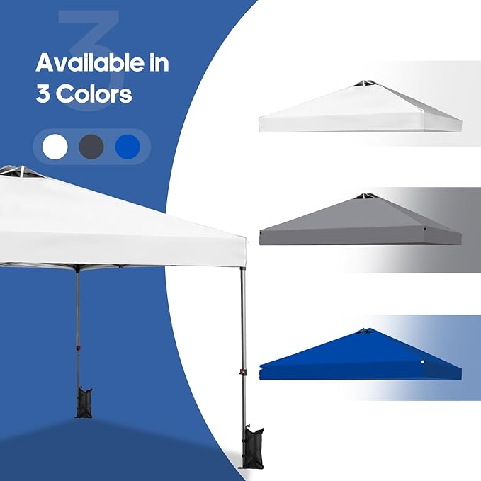 10x10 FT Pop Up Canopy, Easy Up Canopy Tent for Outdoor Patio, Backyard Parties Camping & Beach, Heavy Duty Instant Canopies with 1-Button Setup, 3 Adjustable Heights, UPF 50+ & Wheeled Bag