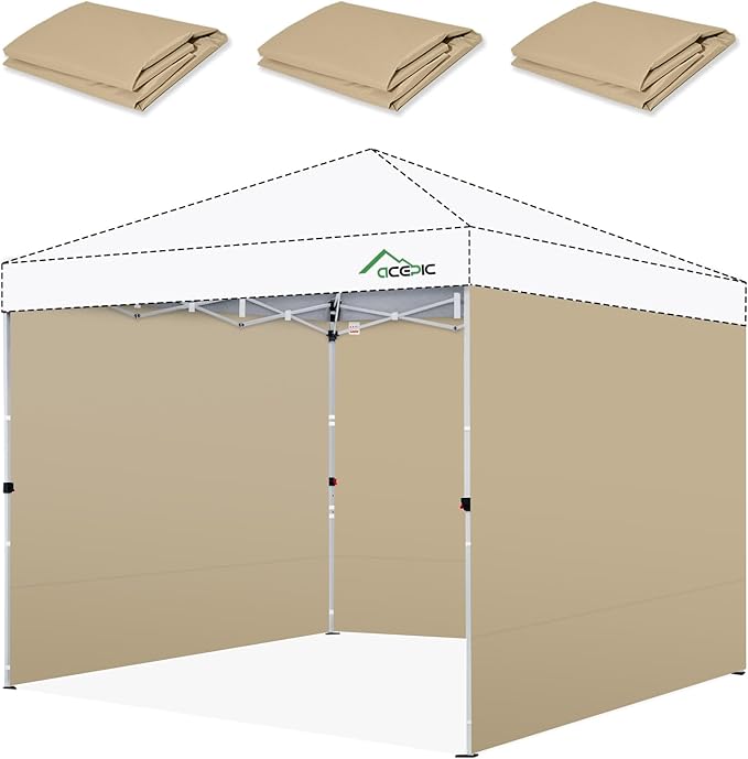 Sidewalls for 10x10 Pop Up Canopy, 210D Polyester Waterproof Canopy Sidewalls with UV Protection, Sunwall Only (Khaki, 10 * 10ft 3PCS)