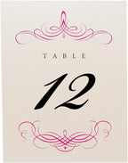 Decadent Flourish Wedding Table Numbers (Select Color/Quantity), Champagne, Fuschia, 1-100, Double Sided, Tent or Use in a Stand, Great for Parties & Restaurants