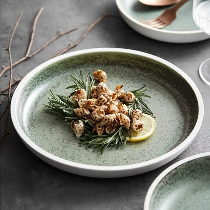 Camping Plates Round Ceramic Western Food Plate Deep Dish Home Cold Dish Plate Hotel Restaurant Tableware Decorative Plate(7.8inch)