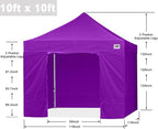 ABCCANOPY Easy Pop Up Canopy Tent with Sidewalls 10x10 Commercial -Series, Purple