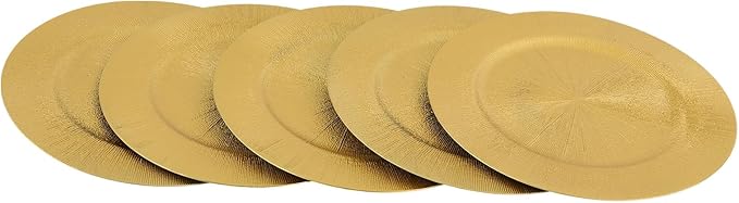 CNCEST 100 PCS Antique Charger Plates Bulk 13'' Plastic Embossed Dinner Plate Chargers Round Floral Plates for Wedding Decorative Chargers for Table Dinner Kitchen Party Decoration (Gold2,100PCS)