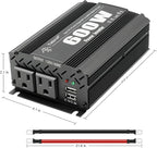 600W Power Inverter DC 12V to AC(2 Outlets) 110V Car Charger Plug Inverter Adapter Converter with 4.2A Dual USB Charging Ports for RV Camping Travel