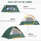 Camping Tent 2-4 Person, Waterproof Windproof Tent with Rainfly Easy Set up-Portable Dome Tents for Camping…