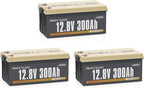 Power Queen 12V 300Ah LiFePO4 Battery, 3840Wh Lithium Battery with 2560W Power Output, Up to 15000+ Deep Cycles, BMS Protections for Solar, RV Motorhome, Marine, Off-Grid