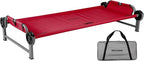 Disc-O-Bed Youth Single Cot Kid-O-Bed with Storage Organizer for Easy Gear Access & Carry Bag Transport, Indoor or Outdoor Use, Red