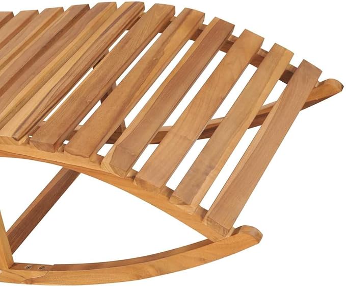 Rocking Sun Lounger with Cushion Solid Teak Woodoutdoor Lounge Chairs Recliner Chair Patio Chairs Camping chairsSuitable for Gardens, courtyards