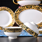 Vintage 56 Chinese Tableware, Bone China Bowls, Chopsticks, Plate Sets, Household Party Utensils