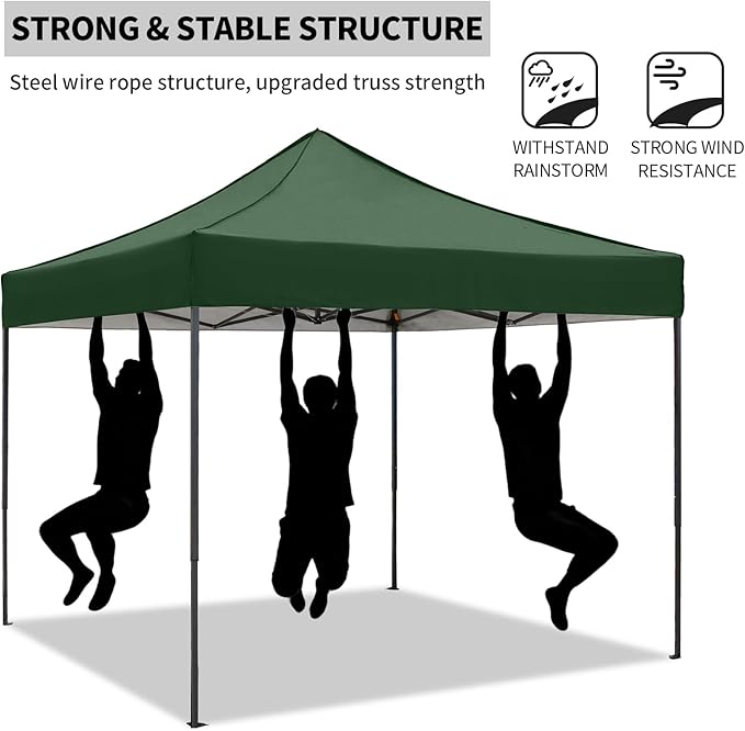 Pop up Canopy Tent with Awning Easy up Canopy with Wheel Bag Heavy Duty Waterproof Canopy Commercial Gazebo Tent for Outdoors Parties Vendors