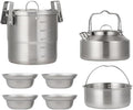 3. Portable Outdoor Cooking Set with Detachable Handle Rust-Resistant Camping Pots for Backpacking Campfires & Travel Outdoor Cooking Tableware for Hiking