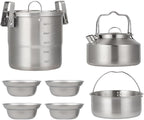 3. Portable Outdoor Cooking Set with Detachable Handle Rust-Resistant Camping Pots for Backpacking Campfires & Travel Outdoor Cooking Tableware for Hiking