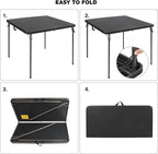 REDCAMP 34" Square Folding Card Table with Resin Top, Portable Fold in Half Small Card Tables with Collapsible Legs for Adults Indoor Outdoor Use, Black