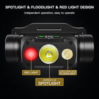 Wurkkos HD50 4000 Lumens Rechargeable Headlamp with Red Light,90CRI Bright LED Headlamp with 6 Modes, Dual Switch and Magnetic Base,IP67 Waterproof USB C Rechargeable Head Lamp for Camping Repairing