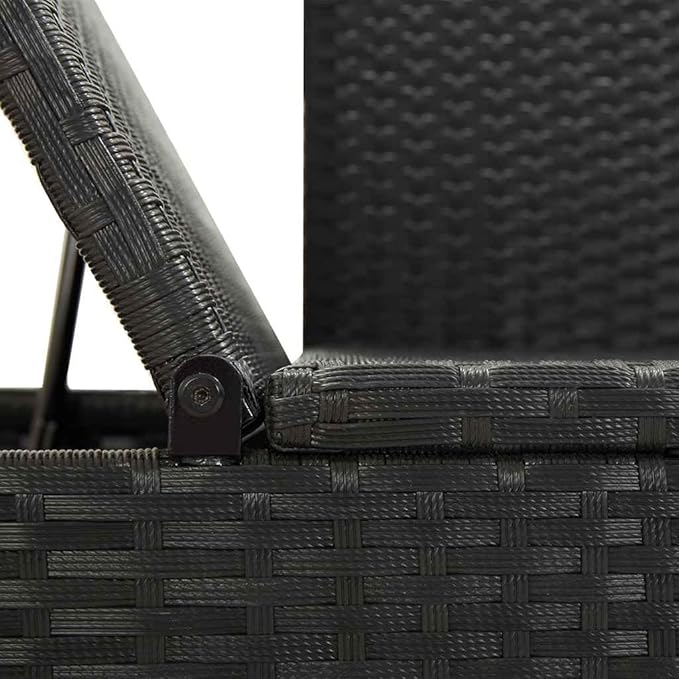 Camp Chair Lawn Chair Outside chairsSun Bed with Cushions Poly Rattan BlackSuitable for Gardens, courtyards, and patios