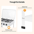 Gas Stove 5 Burner, 2500W Portable Natural Gas Stove Outdoor Camping BBQ Stove Gas Cooker with Independent Control and 2 Tier Storage Rack for Camping Picnic Home RV Cooking (White)