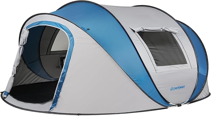 EchoSmile Instant Pop Up Camping Tent, 2/4/6 Person, Easy Setup Tent, Water Resistant Dome, Portable with Carry Bag