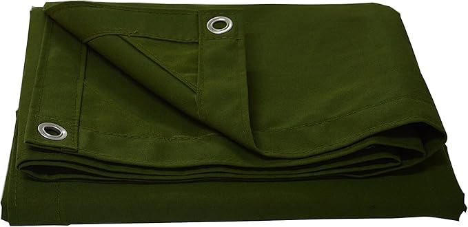 CARTMAN Finished Size 10x16 Feet Canvas Tarp with Rustproof Grommets, Heavy Duty Multipurpose Tarpaulin Cover for Canopy Tent, Roof, Camping, Woodpile