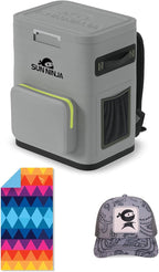 SUN NINJA Cooler Backpack Bundle with Microfiber Beach Towel, Trucker Hat, 48-Hour Cooling, Leakproof, Waterproof, Sand-Free, Quick-Dry - Outdoor Adventure Kit