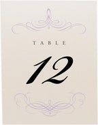 Decadent Flourish Wedding Table Numbers (Select Color/Quantity), Champagne, Lavender, 1-25, Double Sided, Tent or Use in a Stand, Great for Parties & Restaurants