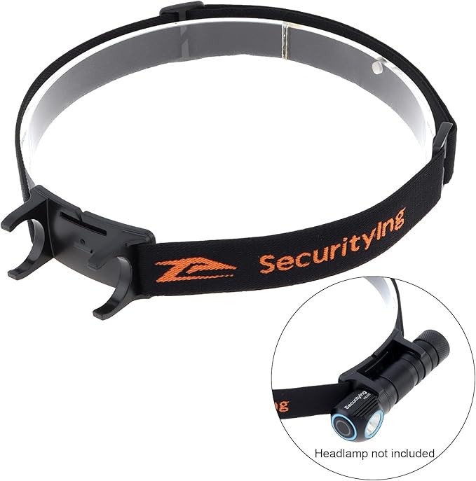 SecurityIng Head Lamp Strap with Bracket, Elastic Headband Adjustable Headlight Strap Headlamp Band for 22mm - 26mm Headlight Bracket