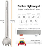 TiTo Titanium Long Handle Spork and Spoon Eco-Friendly Ultralight Portabale Flatware for Outdoor Camping Backpacking Hiking Travel Picnic Tableware with Bag (Bright Titanium Spork)