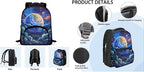 Galaxy Backpack for School Boys 6-7 Preschool Backpack Kids Kindergarten School Book Bags Lightweight Kindergarten Bagpack with Lunch Bag and Pencil Case 3 in 1