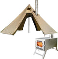 DANCHEL OUTDOOR Backpacking Hot Tent w/Stove Jack, Portable Tipi Tent with T6 Titanium Folding Wood Stove for 1-4 Person Winter Camping Hunting,3m/4m