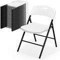 Bonnlo 20-Pack White Plastic Folding Chairs, Portable Seat with Sturdy Steel Frame for Indoor & Outdoor Use, Perfect for Banquet, Party, Wedding, Office, and Camping
