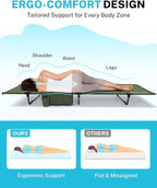 Gonex 31.5" Extra Wide Camping Cot with Premium Pillow Pocket Supports 350lbs, Portable Ultralight Folding Cot Bed for Adults Travel, Beach, Home, Sleeping (Army Green)
