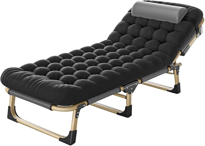 Folding Camping Cot for, Adjustable Adults Reclining Chaise, Folding Camping Cot, Sleeping Cots, Camp Bed for Outdoor, Home, Office,E