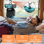 Camping Fan - 20000mAh Battery Powered Fan Rechargeable with LED Lantern - Portable Outdoor Tent Fans with Hanging Hook 4 Speeds Wind Remote Control, Blue