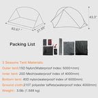 3F UL Gear Waterproof 1/2Person Camping Tent, Windproof Outdoor 3/4Seasons Tent, Portable Camping & Hiking Tent Shelter for Backpacking