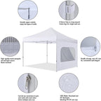 COOSHADE Instant SunWall 8x8 SideWall for Pop up Canopy Tent, 1 Pack Sidewall with Mesh Window Only, White