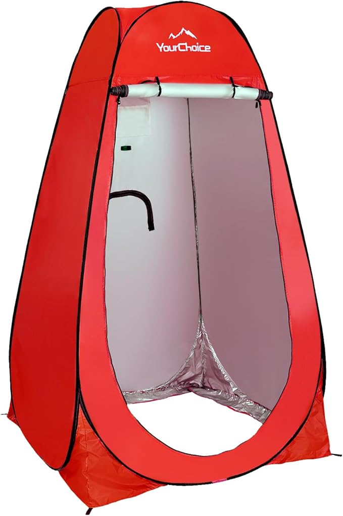 Your Choice Pop Up Privacy Shower Tent, 3.9 x 3.9 x 6.2FT Portable Camping Changing Room, Instant Setup Outdoor Shelter with Silver Coating, Vent Window & Carry Bag for Beach, Hiking & RV | Portable, for Camping, Beach, Hiking, with Carry Bag, Quick Setup