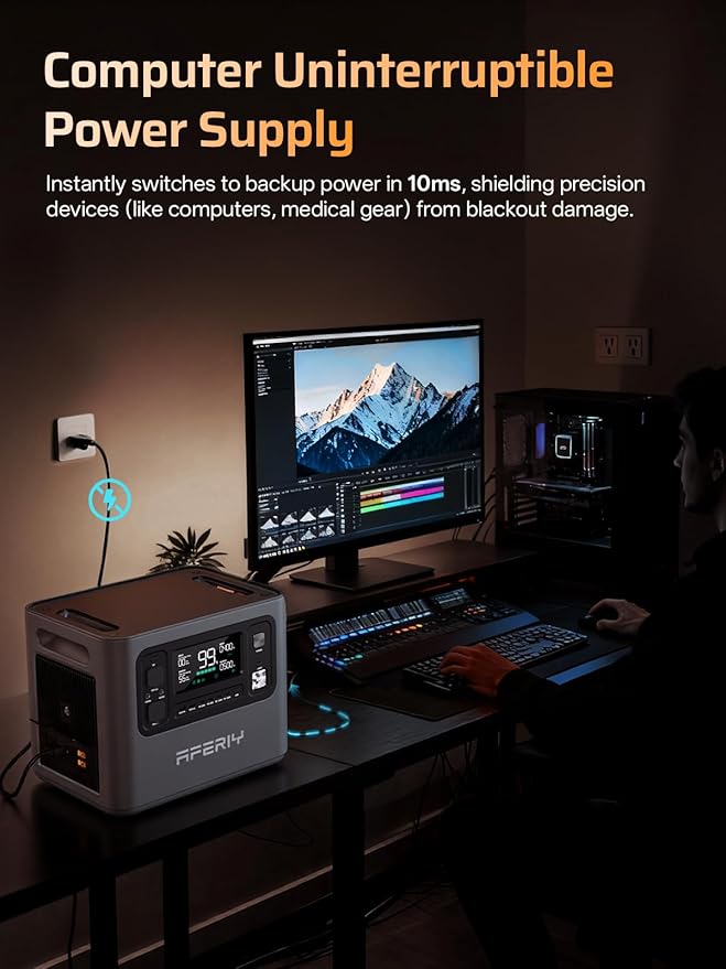 AFERIY P280 Portable Power Station 2800W (Peak 5600W),2048Wh LiFePO4 Battery,Expandable to 10kWh,0-80% Charge in 38 Min,UPS Solar Generator for Home Use,Power Outages,Camping,and RVs