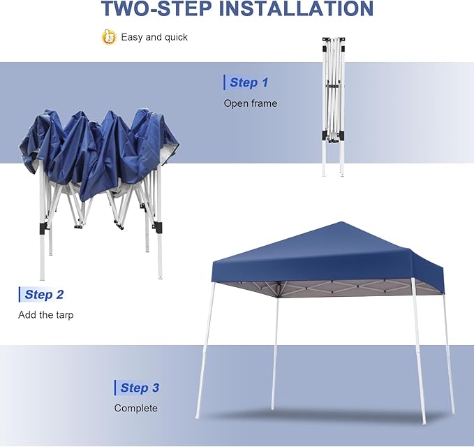 Canopy Tent 10x10, Pop Up Instant Sun Shade Shelter with Slant Leg for Events and Parties, Outdoor Portable Gazebo with Carrying Bag, Sunproof and Waterproof