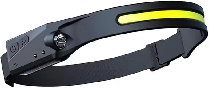 Tactical Headlight Rechargeable 230° Wide Beam LED Tactical Headlamp, Rechargeable USB-C Headlight with Motion Sensor, 350 Lumens, IPX4 Waterproof, Head lamp for Camping Essentials, Hiking, Running