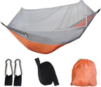 Camping Hammock With Mosquito Net Sleeping Tent Hammock Suitable Camping Hammock Outdoor Furniture，Compatible For Garden(Orange Grey)