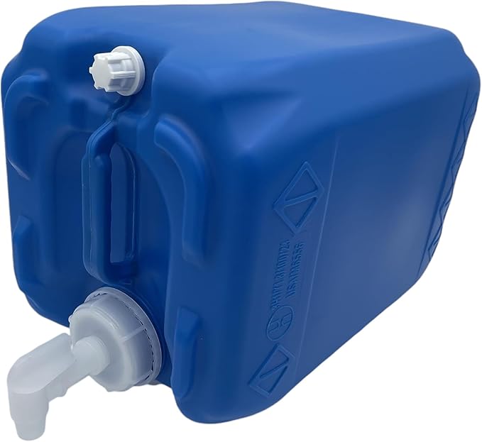 5 Gallon Stackable Emergency Water Storage Container | Beverage Dispenser | Carboy | Jerrican | 70MM Cap with 3/4" punchout for Spigot | 1 Pack | 1 Spigot | 1 Cap Wrench | 5 Gallon Capacity