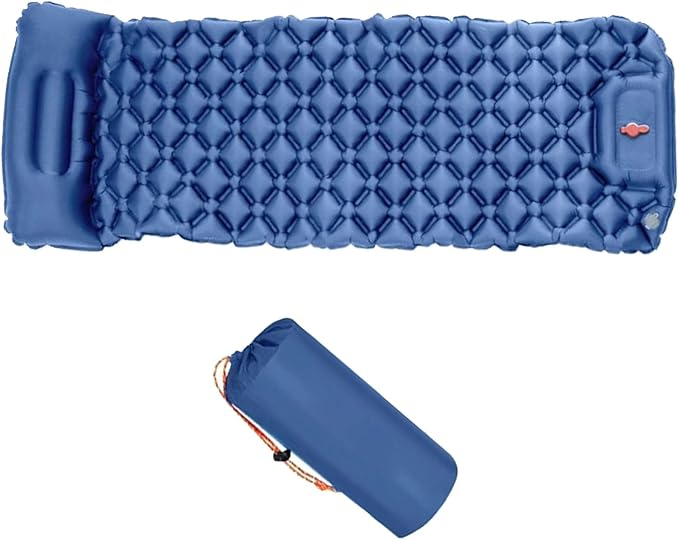 QINGFAN Outdoor Camping Inflatable Mattress Sleep Pad with Pillows Travel Mat Folding Bed Light Weight Air Cushions