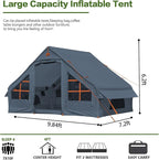 Inflatable Camping Tent,2/4/6/8 Person Glamping Inflatable Tents with Awning, Quick Setup Blow Up Tents with Pump, Waterproof Oxford Inflatable House for Camping, Air Glamping Hot Tents for Adult