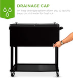 Best Choice Products 80-Quart Outdoor Steel Rolling Cooler Cart w/Ice Chest, Bottle Opener, Catch Tray, Drain Plug, Locking Wheels