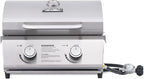 Monument Grills Tabletop Propane Gas Grill for Outdoor Portable Camping Cooking with Travel Locks, Stainless Steel High Lid, and Built in Thermometer