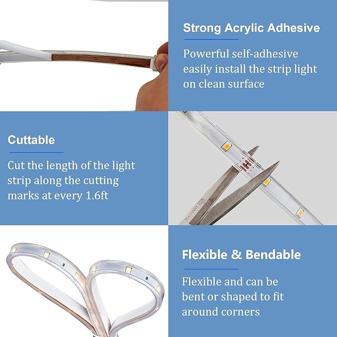 40ft Solar Led Strip Lights Outdoor, 8 Mode with Remote Timer and Auto On/Off, Self-Adhesive Waterproof, Great for Yard, Garden, Stair, Sidewalk Decor, Warm White