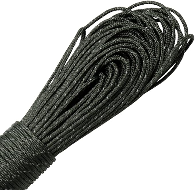 Paracord Planet – Fluorescent 1.75mm Reflective Guyline 95 Paracord Tent Rope Camping Parachute Cord – Camo Green – 65ft
