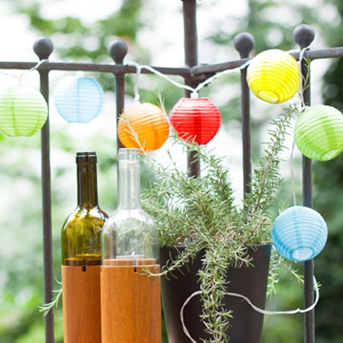 8.5Ft Multicolor Lantern String Lights, Colorful Lantern Lights for Bedroom with 10 Nylon Lanterns Decor, inoor String Lights for Camper Awning Rainbow Camping Party Mexican Fiesta