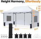 Quictent 10x20 Heavy Duty Pop up Canopy Tent with Sidewalls, Commercial Grade Instant Shelter with Wheeled Bag for Outdoor, Parties, Markets, 600D PU Coated UPF 50+ Sun Shield
